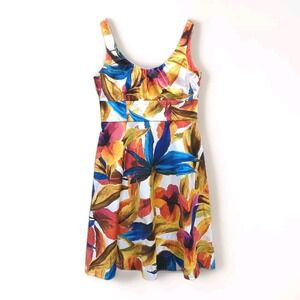 Evan Picone Fit‎ & Flare Dress Size 8 Colorful Floral Sleeveless Knee Length